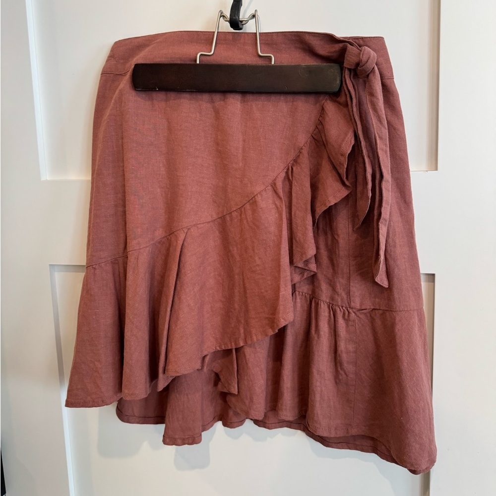 Free People Asymmetrical Ruffle Skirt in Rust